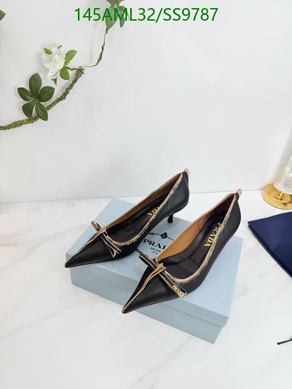 Prada Women's Black Leather Pointed Toe Bow Kitten Heels