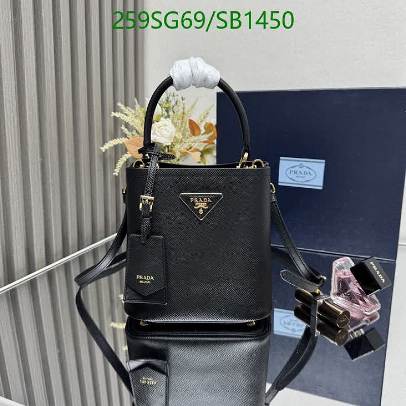 Prada Saffiano Leather Small Bucket Bag Black