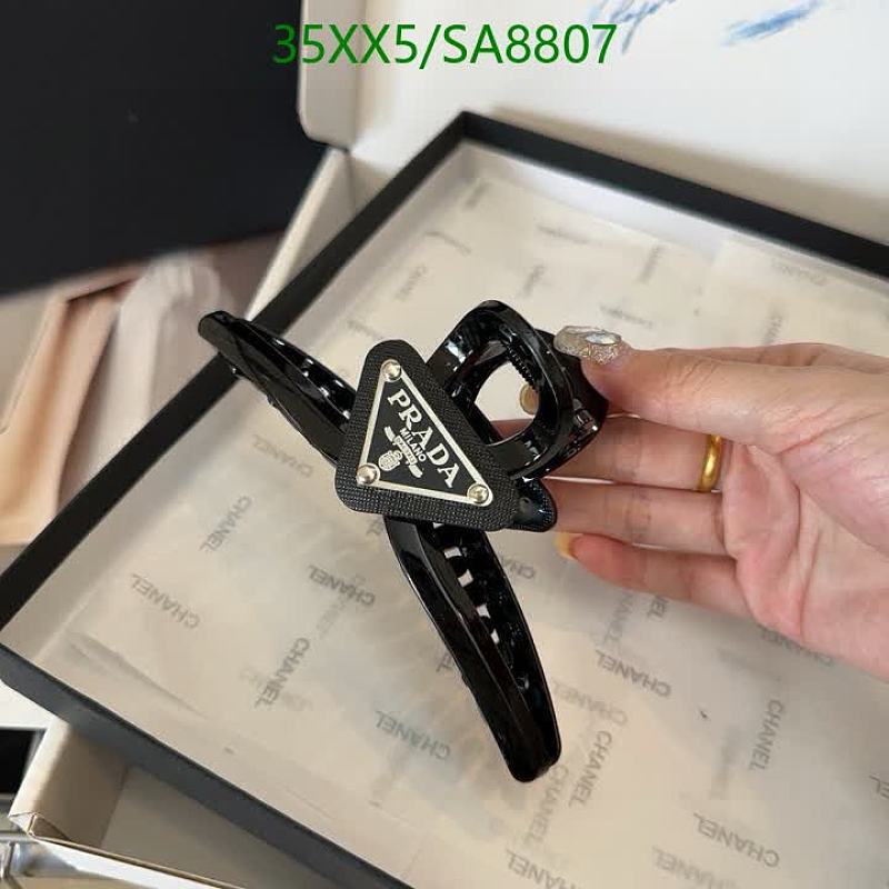 Prada Black Triangle Logo Claw Hair Clip