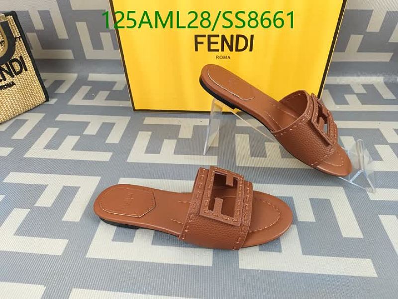 Fendi Women's Brown Leather Flat Slides Sandals Size EU 35-42
