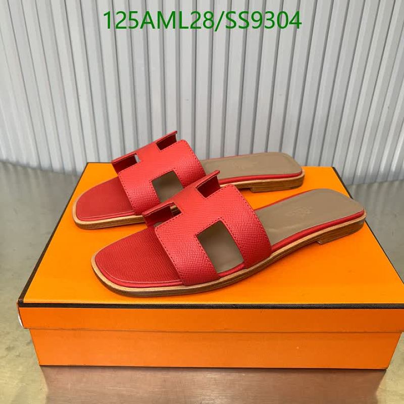 Hermes Women's Red Calf Leather H-Slide Sandals