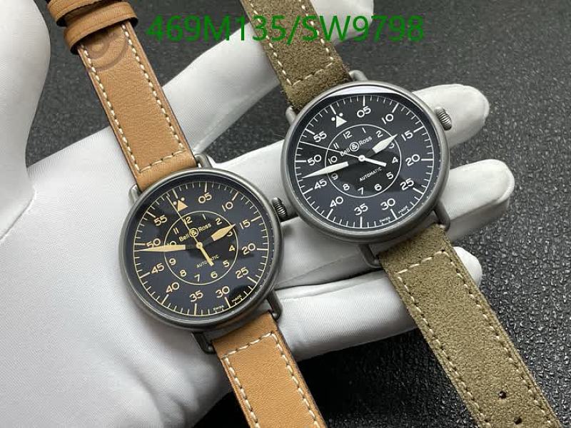 Bell & Ross Automatic Watch with Leather Strap - 45mm