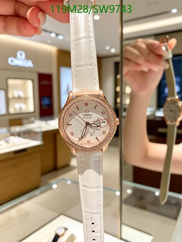 Omega Ladies' Quartz Watch with White Leather Strap and Sapphire Glass