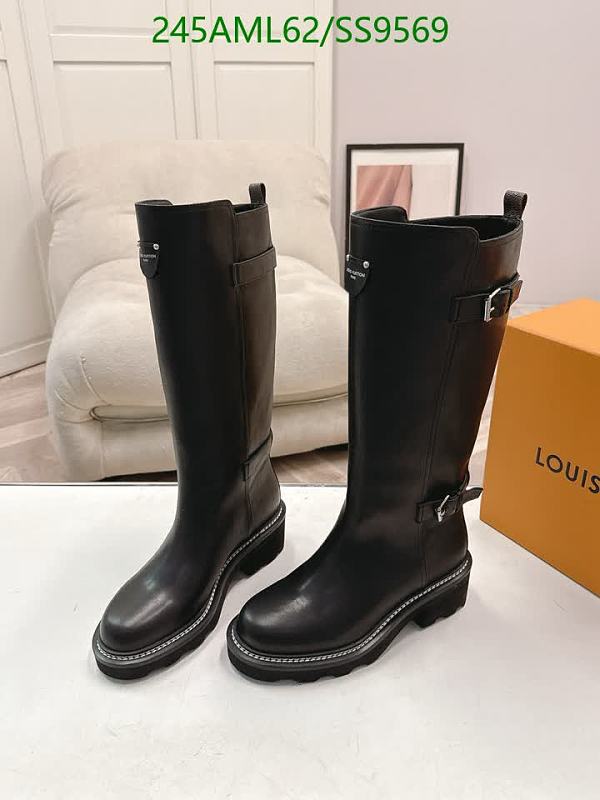 Women's Calf Leather Knee-High Boots with Buckle Detail