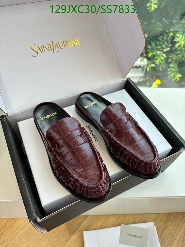 Yves Saint Laurent Women's Genuine Leather Croc-Embossed Mule Shoes
