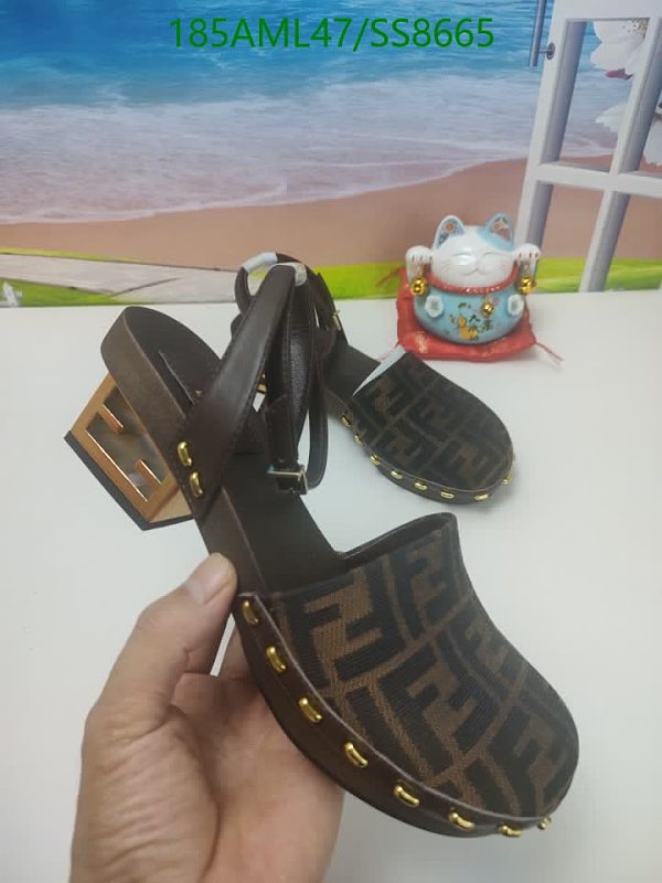 Fendi Women's Brown FF Monogram Clogs with Gold Accents