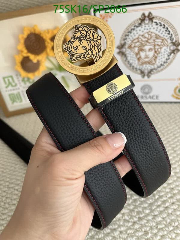 Versace Men's Black Leather Belt with Medusa Buckle - 3.5cm Width
