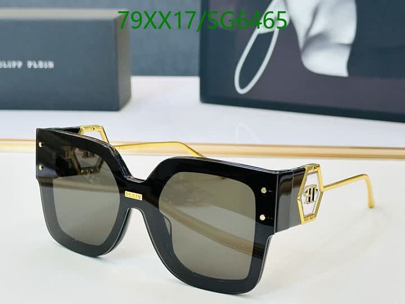 Philipp Plein SG6465 Black Square Sunglasses with Gold Accents