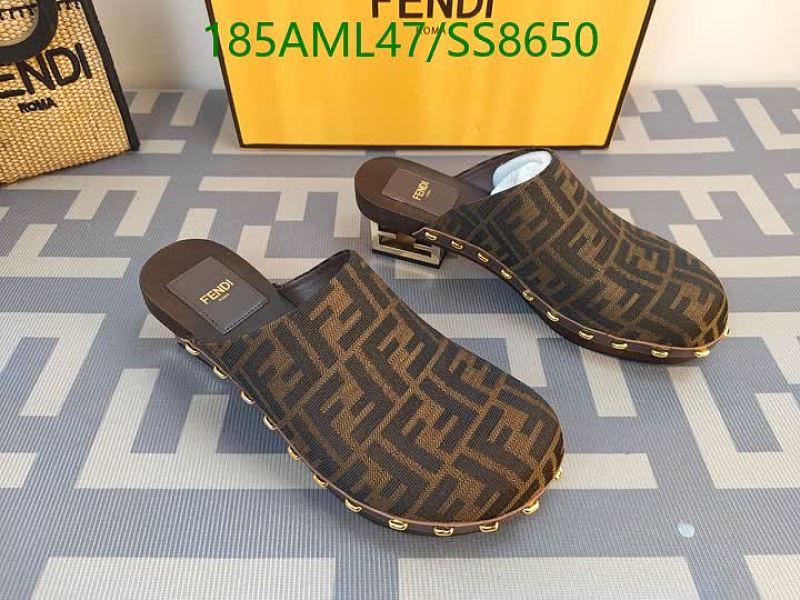 Fendi Women's Designer Brown FF Motif Mule Clogs - Calf & Sheepskin