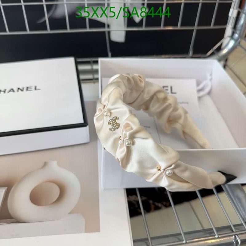 Chanel Pearl & Crystal Embellished Ruched Headband - Cream 6 Chanel Pearl & Crystal Embellished Ruched Headband - Cream