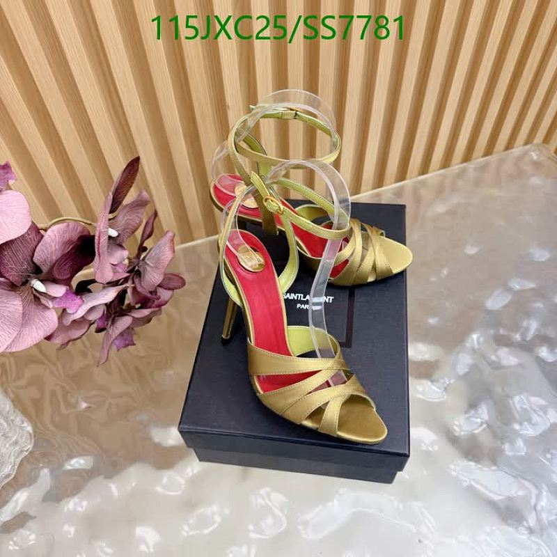 Yves Saint Laurent Women's Gold Silk & Leather Strappy Heeled Sandals