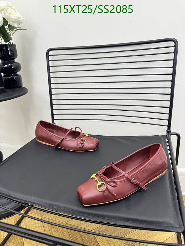 Gucci Women's Burgundy Leather Ballet Flats with Horsebit Detail