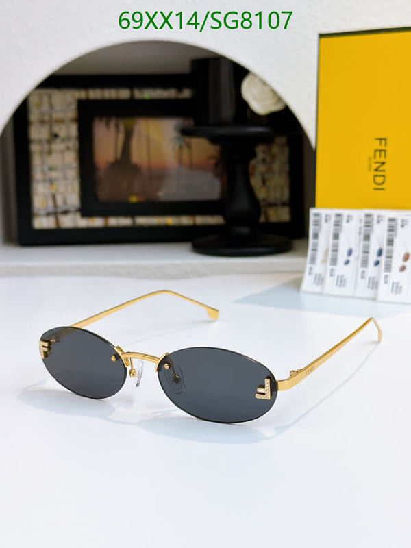 Fendi Oval Rimless Sunglasses Gold Frame Grey Lens SG8107
