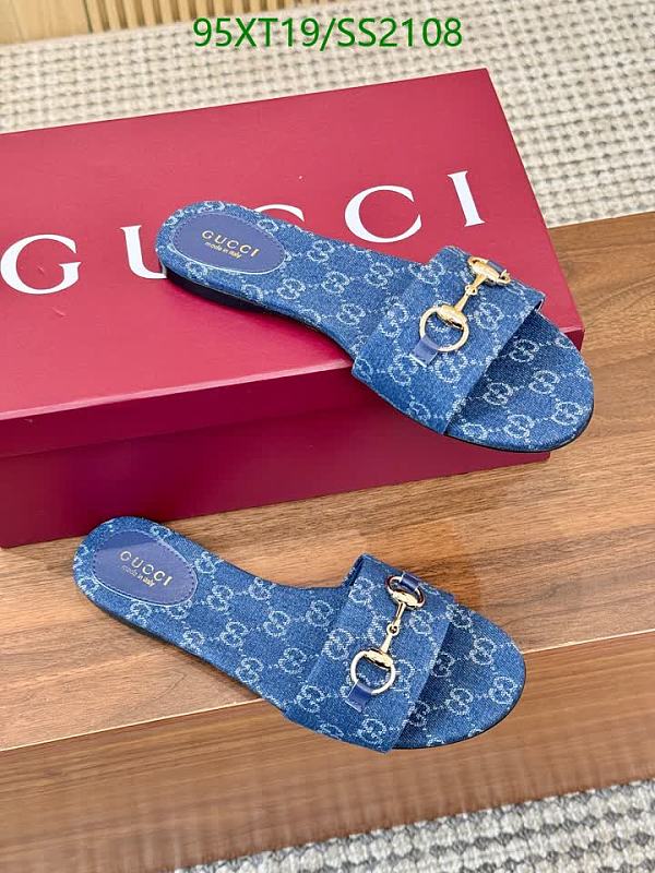 Gucci Women's Blue Denim Horsebit Slide Sandals