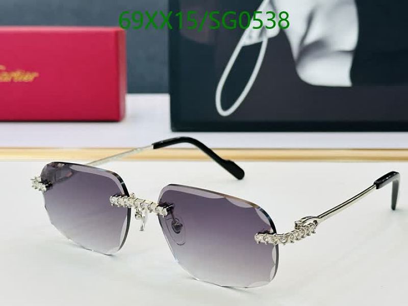 Cartier Rimless Octagonal Sunglasses with Rhinestone Accents
