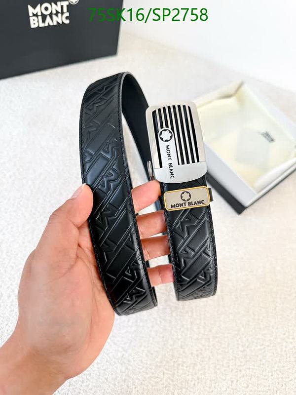 Montblanc Men's Genuine Leather Belt with Signature Buckle