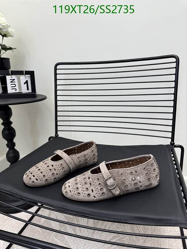 Alaia Women's Gray Perforated Sheepskin Mary Jane Flats 4 Alaia Women's Gray Perforated Sheepskin Mary Jane Flats