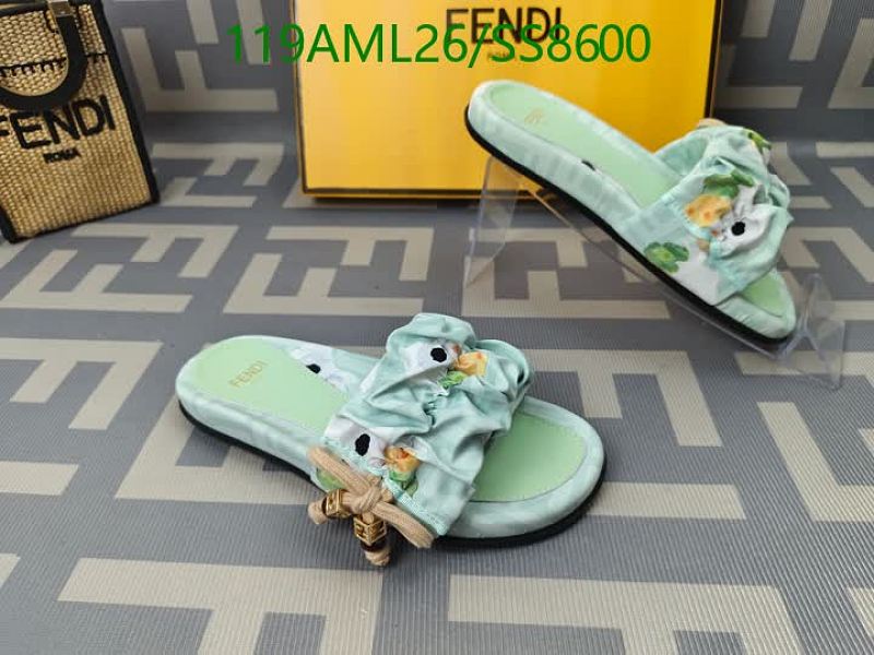 Fendi Women's Mint Green Floral Slide Sandals - EU 35-45