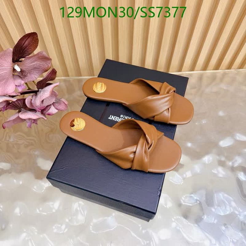 Yves Saint Laurent Women's Sheepskin Leather Slide Sandals