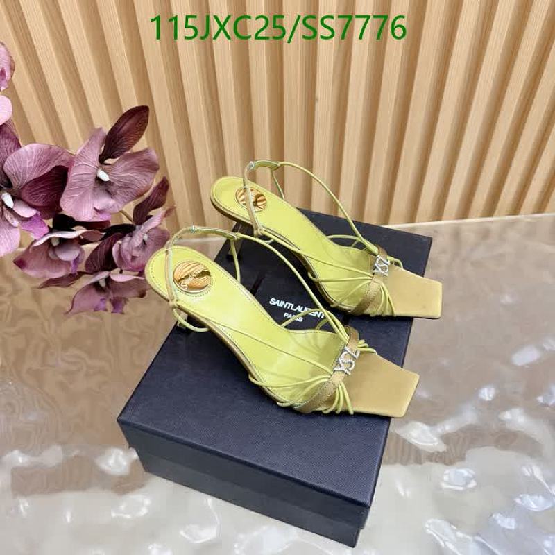 Yves Saint Laurent Women's "SS7776" Silk & Leather Heeled Sandals