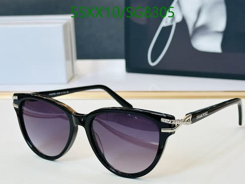 Swarovski Women's Black Cat-Eye Sunglasses with Crystal Embellishments