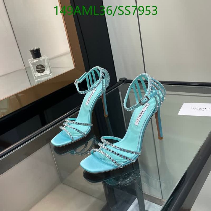 Aquazzura Women's Sky Blue Embellished Stiletto Heel Sandals