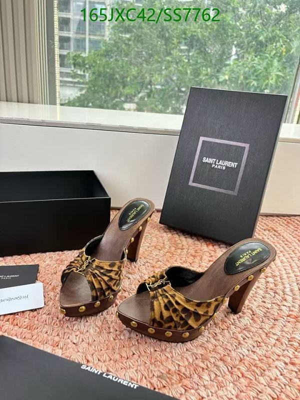Yves Saint Laurent Women's Leopard Print Leather Platform Heeled Mules