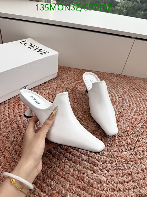 Loewe Women's White Sheepskin Heeled Mules - EU 35-42