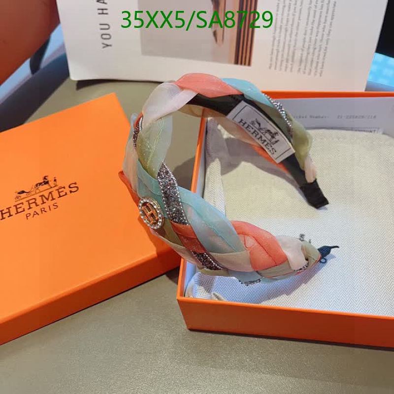 Hermès Braided Fabric Headband with "H" Logo and Crystal Embellishments
