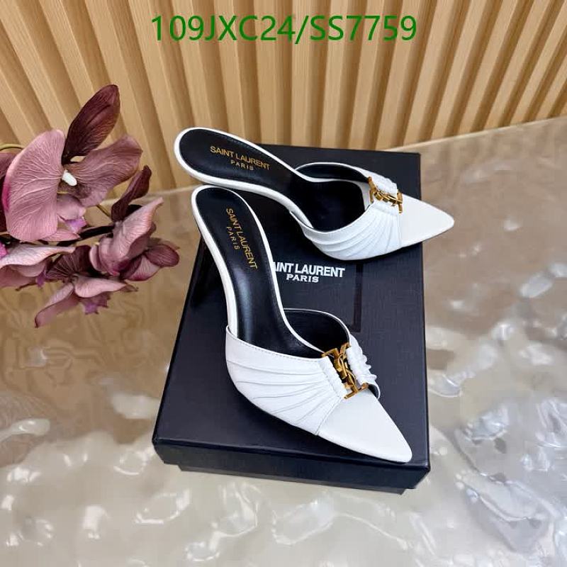 Yves Saint Laurent Women's White Leather Mule Heels 9.5CM