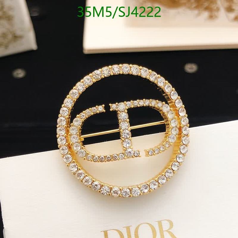 Dior CD Logo Crystal Brooch Gold Tone Enamel Round Pin