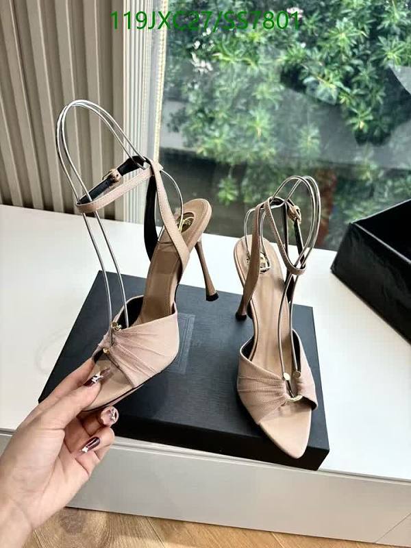 Yves Saint Laurent Women's Real Silk & Leather Heeled Sandals - 10cm Heel