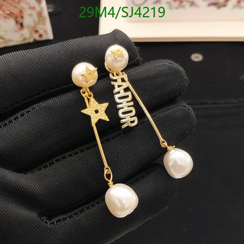 Dior Star & Pearl Drop Earrings with 'ADIOR' Logo - Gold Tone