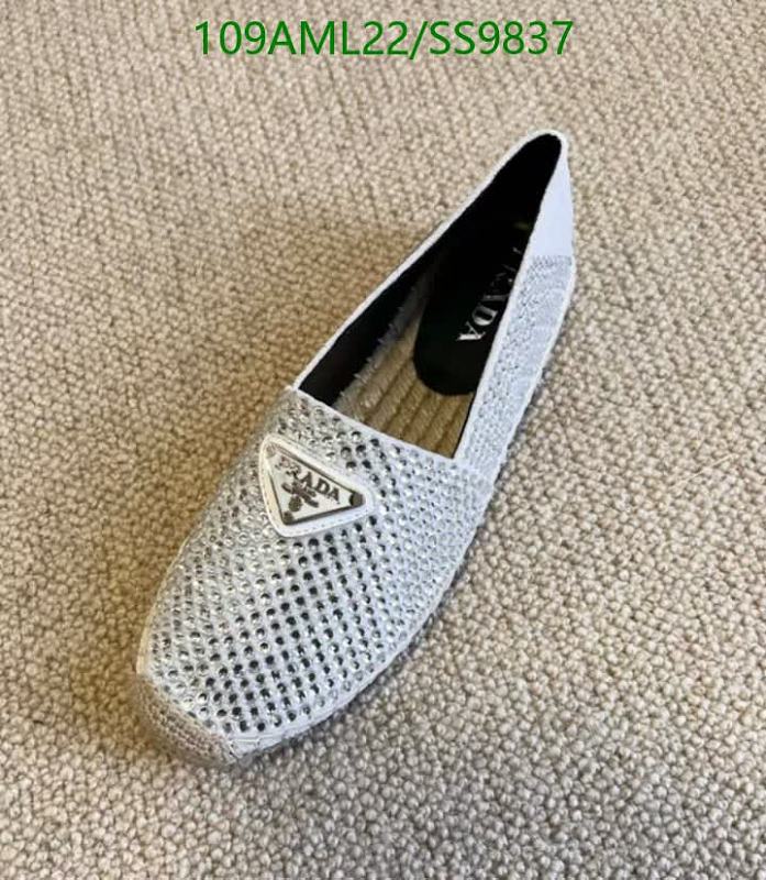 Prada Women's Silver Embellished Espadrille Flats