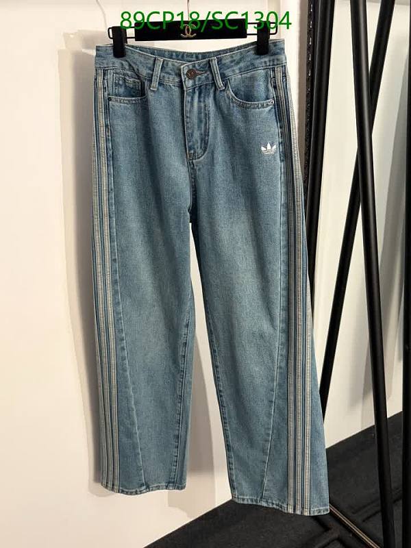 Adidas Women's Blue Denim Jeans with Signature Stripes