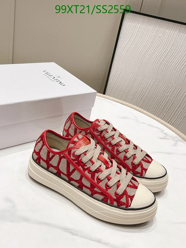 Valentino Women's "V" Logo Canvas & Sheepskin Low-Top Sneakers