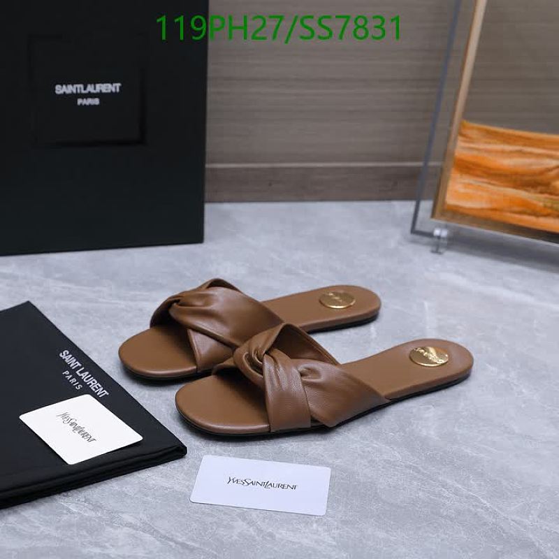 Yves Saint Laurent Women's Brown Leather Knot Slide Sandals
