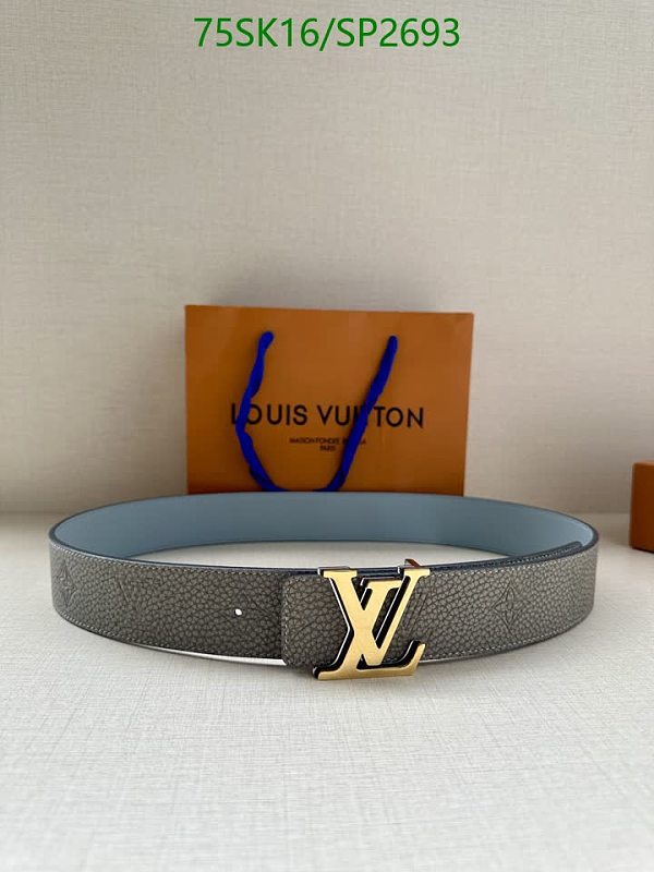 Louis Vuitton Monogrammed Genuine Leather Belt - Gray/Blue Reversible