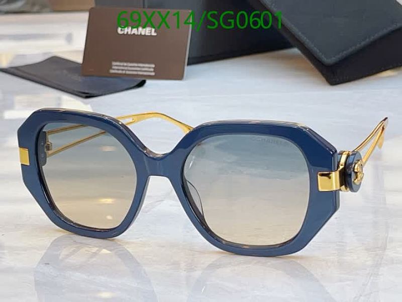 Chanel Women's Oversized Octagonal Sunglasses in Navy Blue with Gold Accents