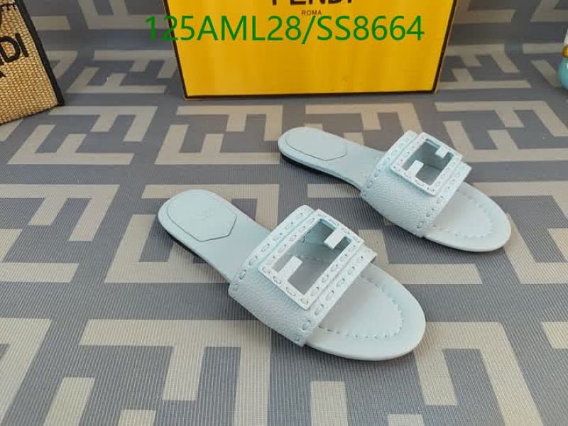 Fendi Women's Light Blue Leather Slide Sandals - EU 35-42