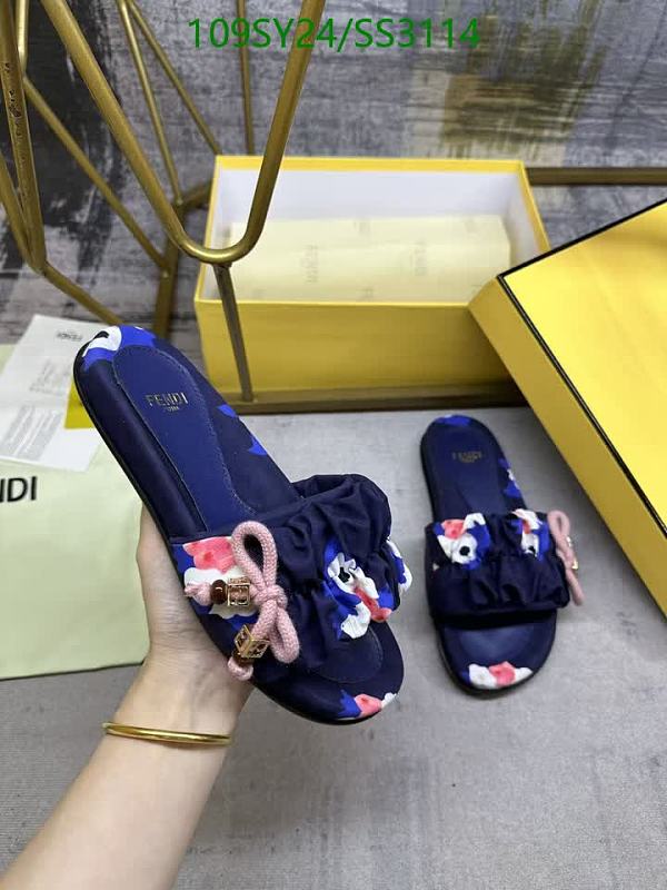 Fendi Women's Floral Print Ruffle Slide Sandals