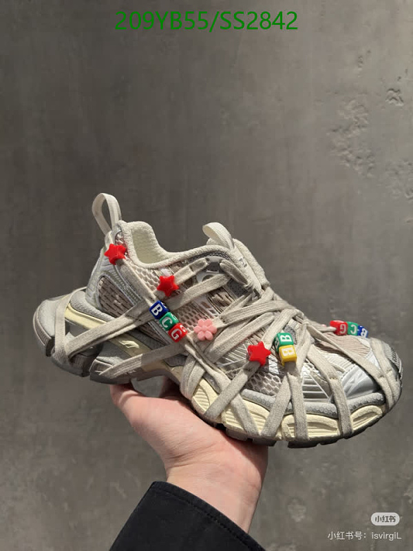 Balenciaga Men's Grey Mesh Low-Top Sneakers with Charms
