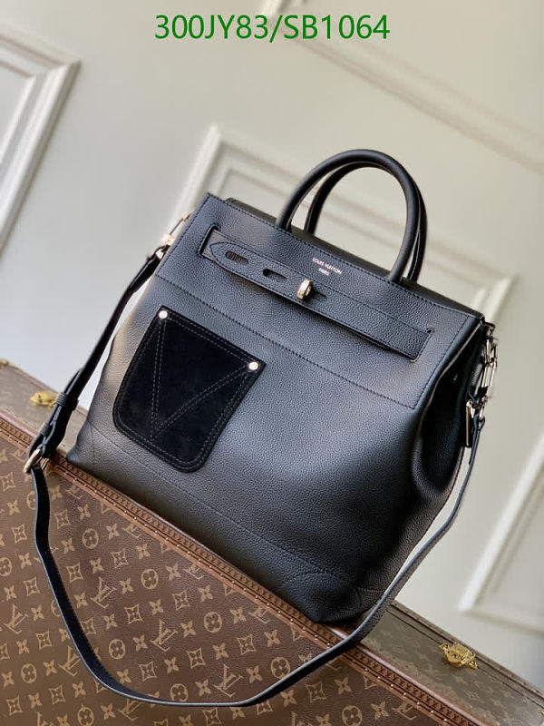 Louis Vuitton Black Genuine Leather Top Handle Bag with Shoulder Strap