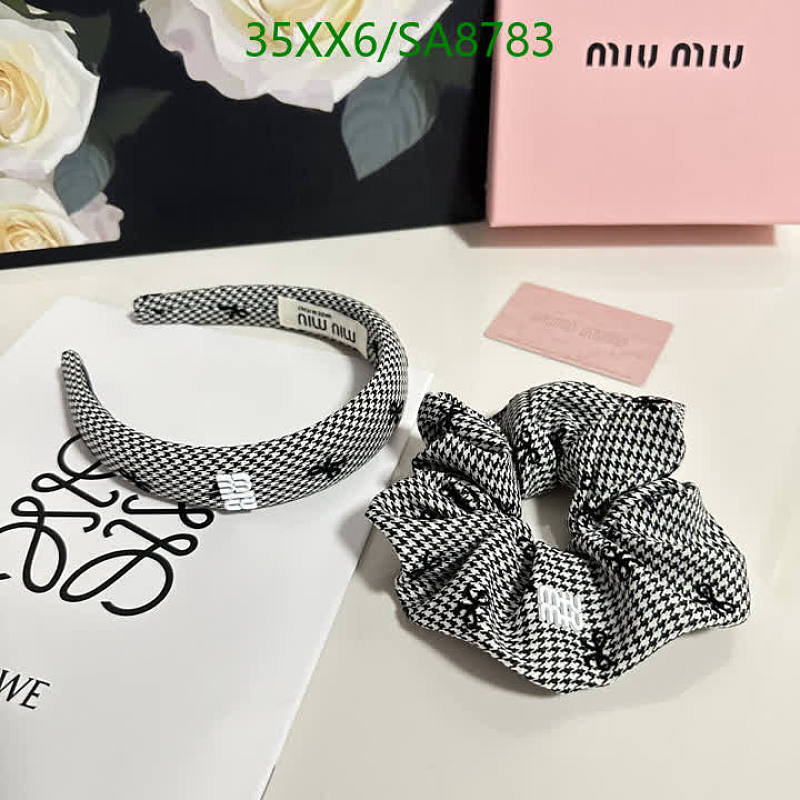 Miu Miu Houndstooth Headband and Scrunchie Set