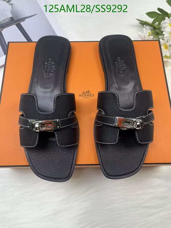 Hermès Women's Black Calf Leather H Slide Sandals
