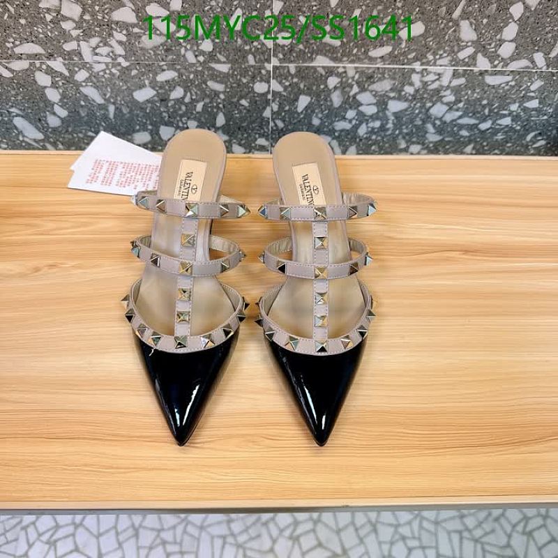 Valentino Women's Black Patent Leather Studded Mule Heels