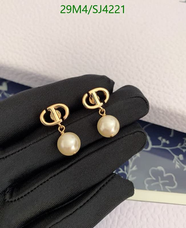 Dior CD Pearl Drop Earrings Gold Tone