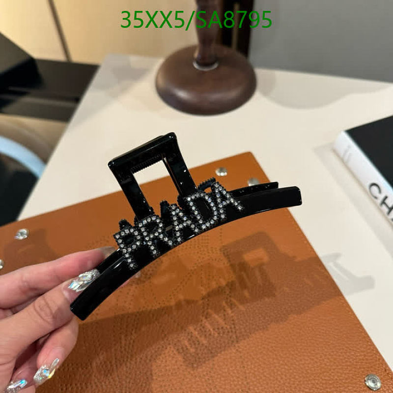 Prada Rhinestone Logo Hair Claw Clip - Chic Black Accessory