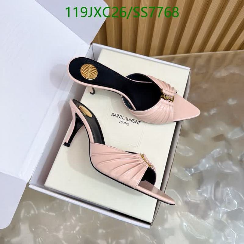 Yves Saint Laurent Women's Pink Leather Mules - Elegant Heeled Sandals