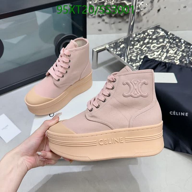 Celine Canvas Platform Lace-Up High-Top Women's Shoes